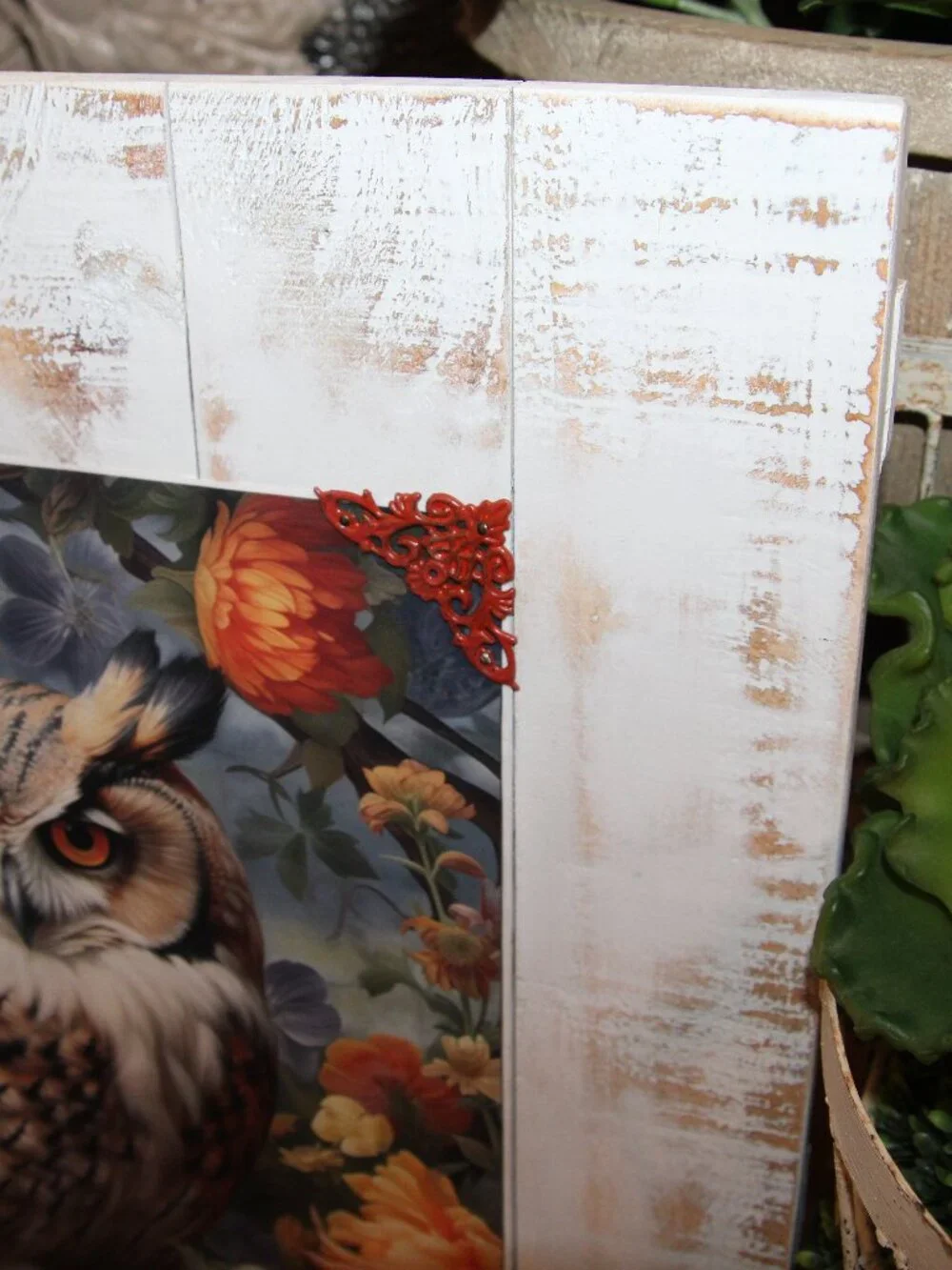 NEW Large Colorful Eclectic BOHO Farmhouse Owl & Floral Wall Decor Picture Art